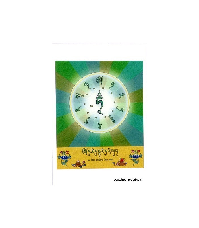 Carte postale mantra de Tara Verte Objets rituels bouddhistes CPB18.1 Carte postale mantra de Tara Verte Objets rituels bouddhistes CPB18.1