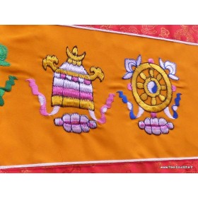 Tenture tibétaine dessus de porte Signes auspicieux Tentures tibétaines Bouddha TSA1
