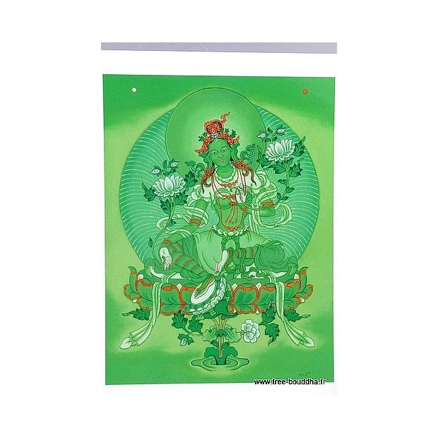 Carte postale divinité Tara Verte Cartes postales bouddhistes CPB3