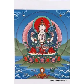 Carte postale bouddhiste CHENREZI 4 BRAS - Cartes postales bouddhistes
