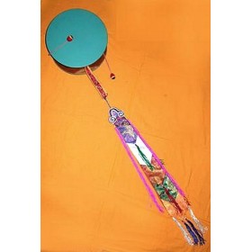 Damaru tibétain de rituel 23 cm Instrument de musique Bouddhiste DAMA23