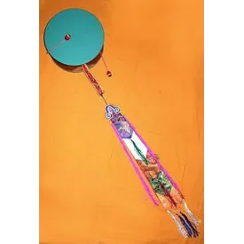 Damaru tibétain de rituel 23 cm - Instrument de musique Bouddhiste