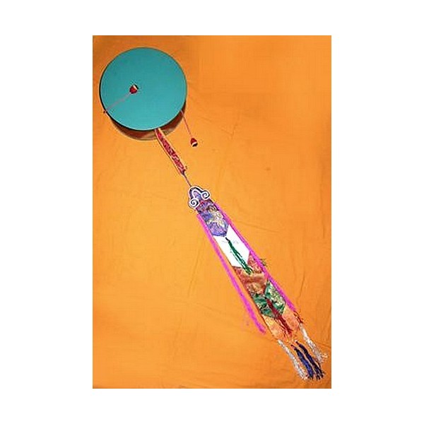 Damaru tibétain de rituel 23 cm Instrument de musique Bouddhiste DAMA23