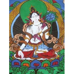 Tangka tibétain Tara Blanche Tentures tibétaines Bouddha tang tarab