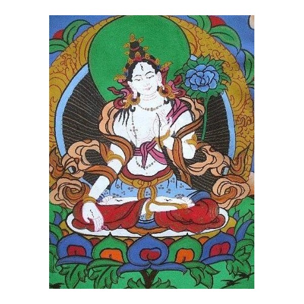 Tangka tibétain Tara Blanche Tentures tibétaines Bouddha tang tarab