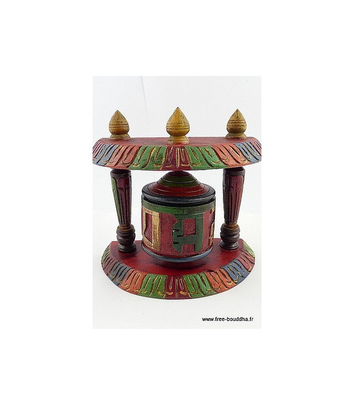 Petit moulin à prières mural en bois peint Objets rituels bouddhistes 6406 Petit moulin à prières mural en bois peint Objets rituels bouddhistes 6406