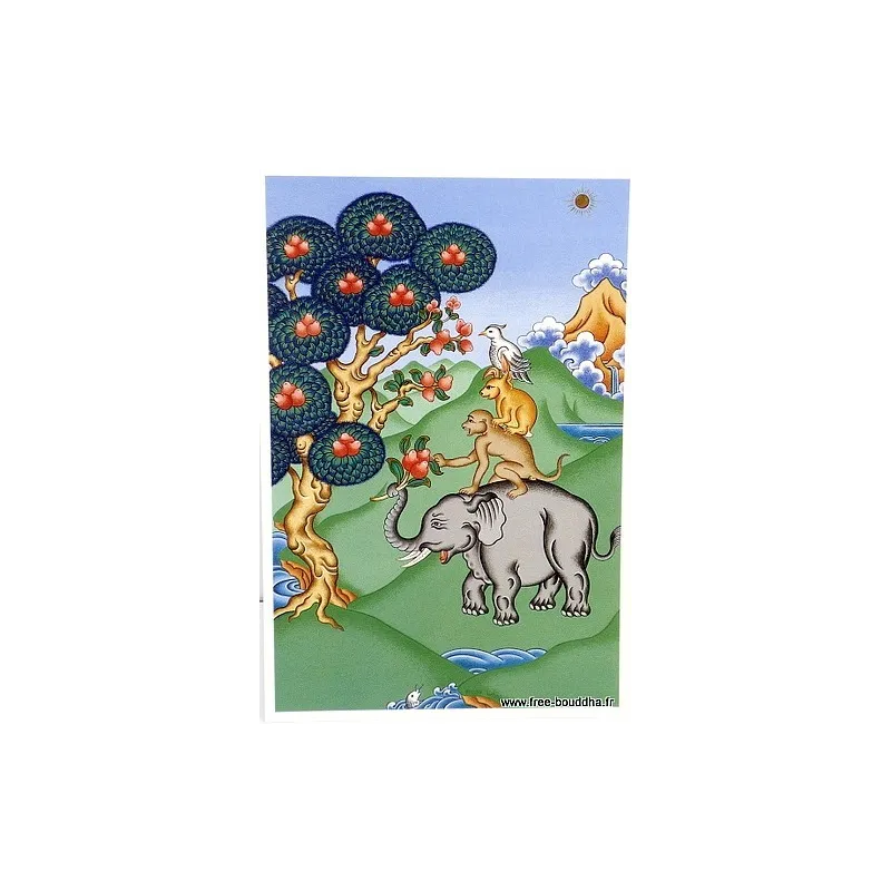 Carte postale bouddhiste QUATRE AMIS - Cartes postales bouddhistes