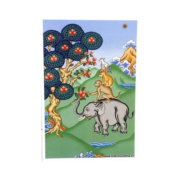 Carte postale bouddhiste QUATRE AMIS - Cartes postales bouddhistes