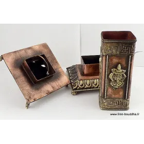 Encensoir tibétain bouddhiste Pagode en cuivre - Porte-encens tibétains