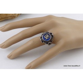 Bague Om tibétain style Lapis lazuli Bagues tibétaines bouddhistes BT29.1