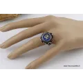 Bague tibétaine Om couleur Lapis lazuli - Bagues tibétaines bouddhistes