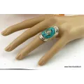 Bague tibétaine Symbole Om en turquoise - Bagues tibétaines bouddhistes