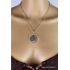 Pendentif Om tibétain encerclé métal blanc Bijoux tibetains bouddhistes ref 2339
