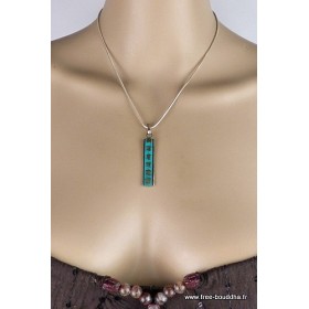 Pendentif tibétain bouddhiste Mantra en turquoise Bijoux tibetains bouddhistes ref 4135