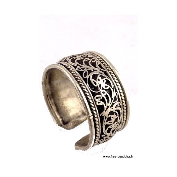 Anneau tibétain plaqué argent Bagues tibétaines bouddhistes AA3R