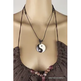Pendentif tibétain Ying Yang os de buffle - Pendentifs tibétains bouddhistes