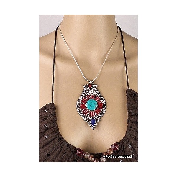 Bijou Pendentif népalais ethnique Bijoux tibetains bouddhistes GHL04
