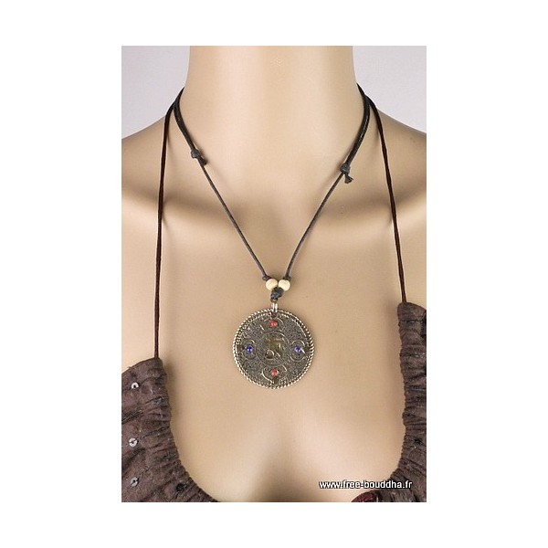 Bijou tibétain pendentif réversible Kalachakra Bijoux tibetains bouddhistes AAP13