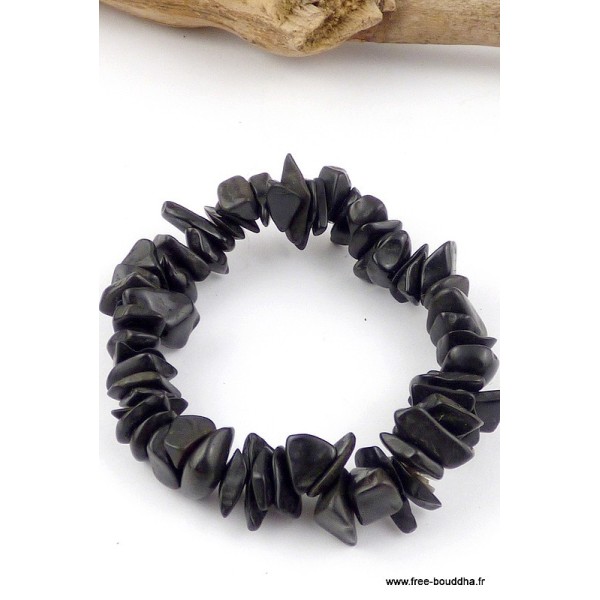 Bracelet perles chips AGATE NOIRE Bracelet baroque en Pierre AGA3