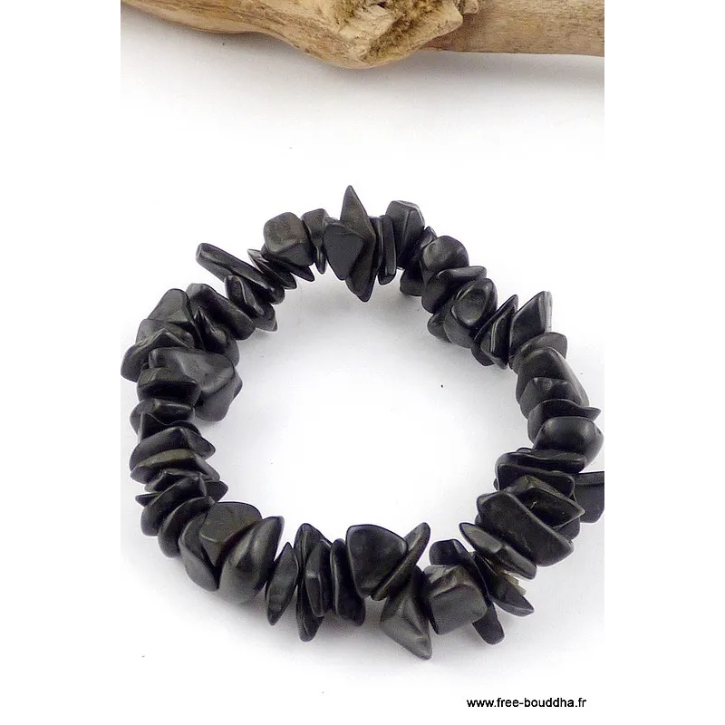 Bracelet perles chips AGATE NOIRE - Bracelet baroque en Pierre Naturelle