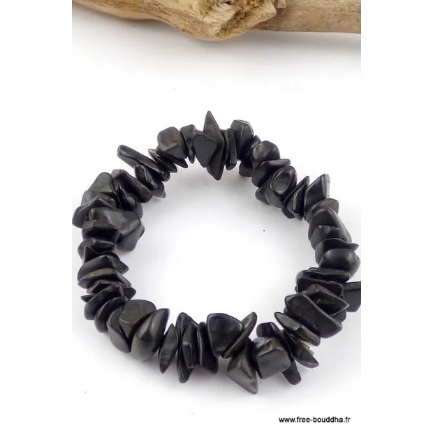 Bracelet perles chips AGATE NOIRE - Bracelet baroque en Pierre Naturelle