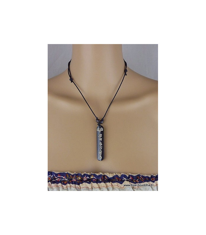 Collier tibétain Mantra en os de yak brun Bijoux tibetains bouddhistes WN3.2