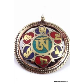 Pendentif tibétain réversible Om et Kalachakra - Pendentifs tibétains bouddhistes