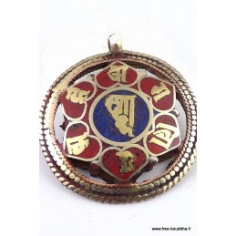 Pendentif tibétain réversible symbole Kalachakra Bijoux tibetains bouddhistes BHP43.1