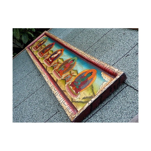 Tableau bouddhiste 5 Bouddhas Tentures tibétaines Bouddha TAB6