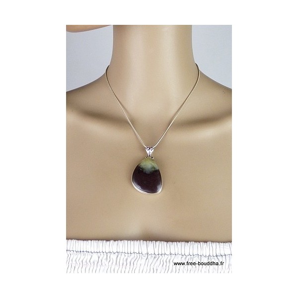 Pendentif argent Prehnite boulder Bijoux en Préhnite DA2.1
