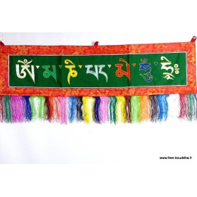 Dessus de porte tibétain Mantra de Chenrezi Bannières tibétaines OMPH5