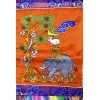 Tenture tibétaine Quatre Amis couleur orange Tentures tibétaines Bouddha QUAT 5