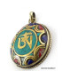 Pendentif orné du Om tibétain couleur turquoise Bijoux tibetains bouddhistes ABT24.1