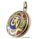 Pendentif orné du Om tibétain couleur lapis lazuli Bijoux tibetains bouddhistes ABT24