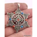 Pendentif tibétain Roue du Dharma et Dorjé - Pendentifs tibétains bouddhistes