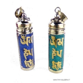 Pendentif tibétain Tube Mantra de Chenrezi Bijoux tibetains bouddhistes TUB1