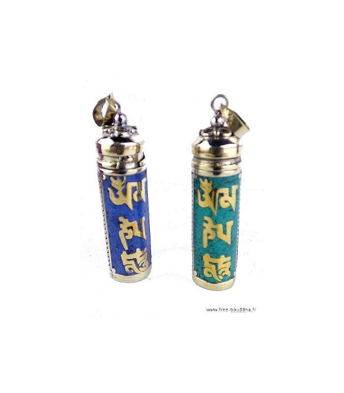 Pendentif Tube Mantra de Chenrezi Bijoux tibetains bouddhistes TUB1 Pendentif Tube Mantra de Chenrezi Bijoux tibetains bouddhistes TUB1
