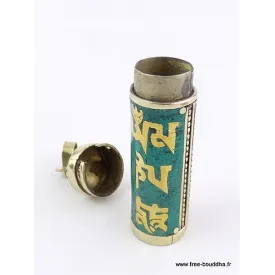 Pendentif tibétain Tube Mantra Chenrezi – Imitation pierres
