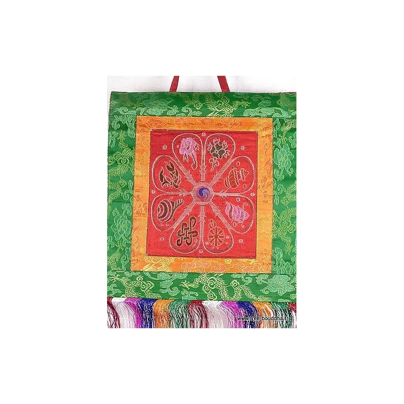 Tenture murale bouddhiste SIGNES AUSPICIEUX couleur rouge - Tentures bouddhistes