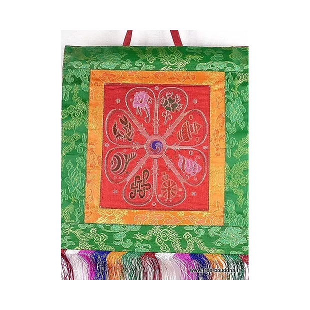 Tenture murale bouddhiste SIGNES AUSPICIEUX couleur rouge - Tentures bouddhistes