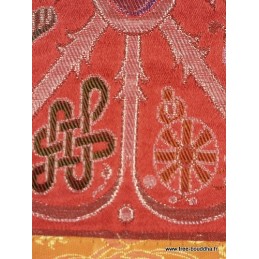 Tenture murale bouddhiste SIGNES AUSPICIEUX couleur rouge Tentures tibétaines Bouddha TENSAU1