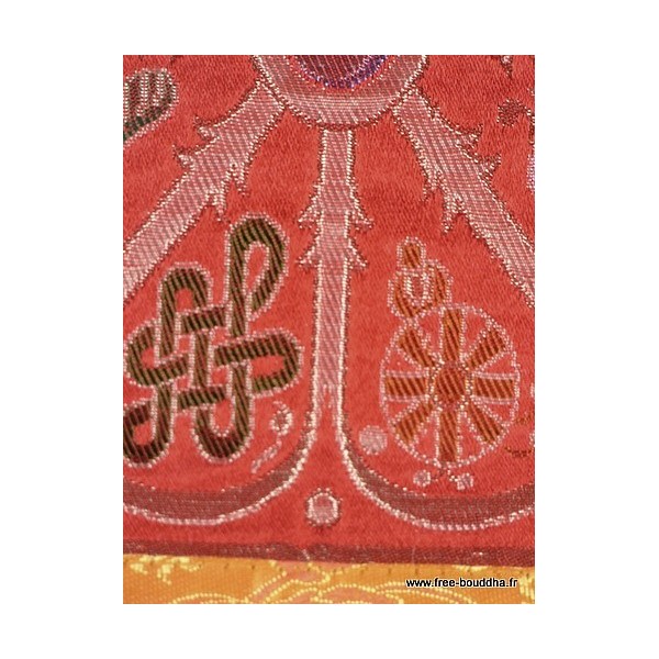 Tenture murale bouddhiste SIGNES AUSPICIEUX couleur rouge Tentures tibétaines Bouddha TENSAU1