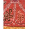 Tenture murale bouddhiste SIGNES AUSPICIEUX couleur rouge Tentures tibétaines Bouddha TENSAU1