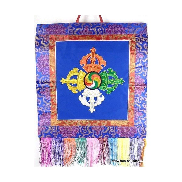Tenture tibétaine double dorjé bleue Tentures tibétaines Bouddha BRO2