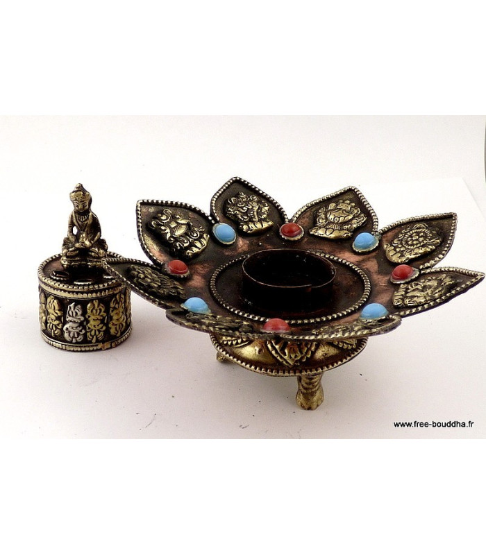 Brûleur d'encens tibétain 8 SIGNES AUSPICIEUX Brûleurs et porte-encens REF 3733.3