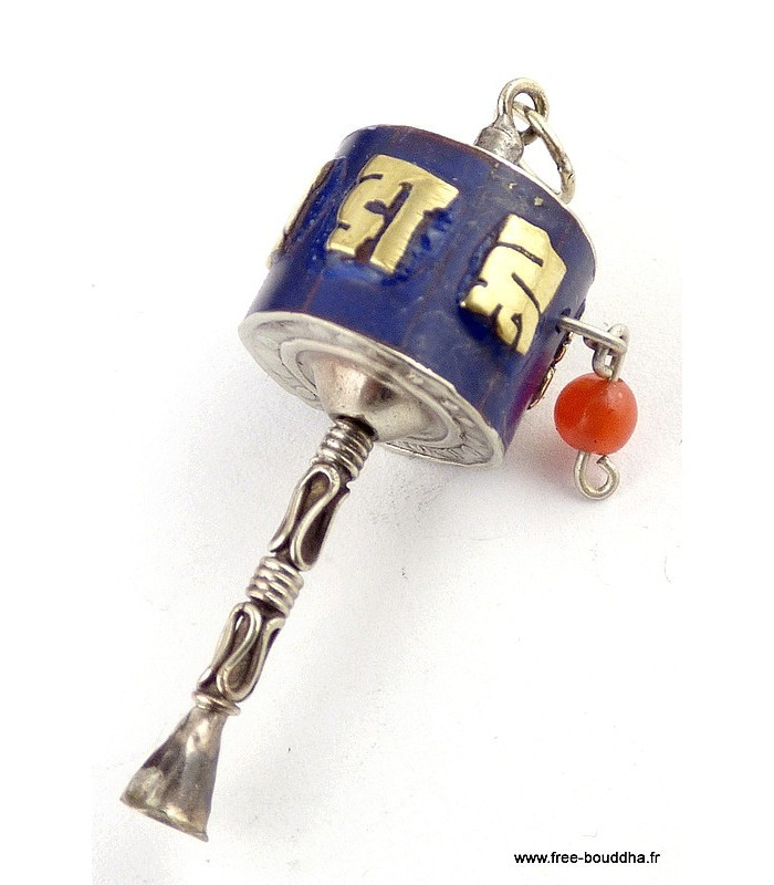 Pendentif BOUDDHISTE MOULIN A PRIERES en lapis lazuli Bijoux tibetains bouddhistes ref 42C Pendentif BOUDDHISTE MOULIN A PRIERES en lapis lazuli Bijoux tibetains bouddhistes ref 42C