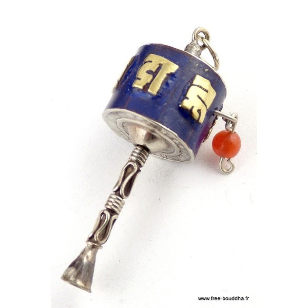 Pendentif tibétain moulin à prières en lapis lazuli Moulins à Prières tibétains ref 42C