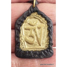 Collier tibétain Om bouddhiste métal et cuir Bijoux tibetains bouddhistes WN40