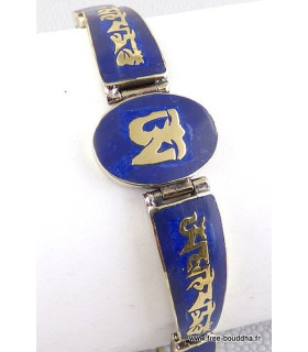 Bracelet tibétain Om et mantra couleur lapis lazuli Bracelets tibétains bouddhistes BT46.2