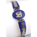Bracelet tibétain Om et mantra couleur lapis lazuli Bracelets tibétains bouddhistes BT46.2